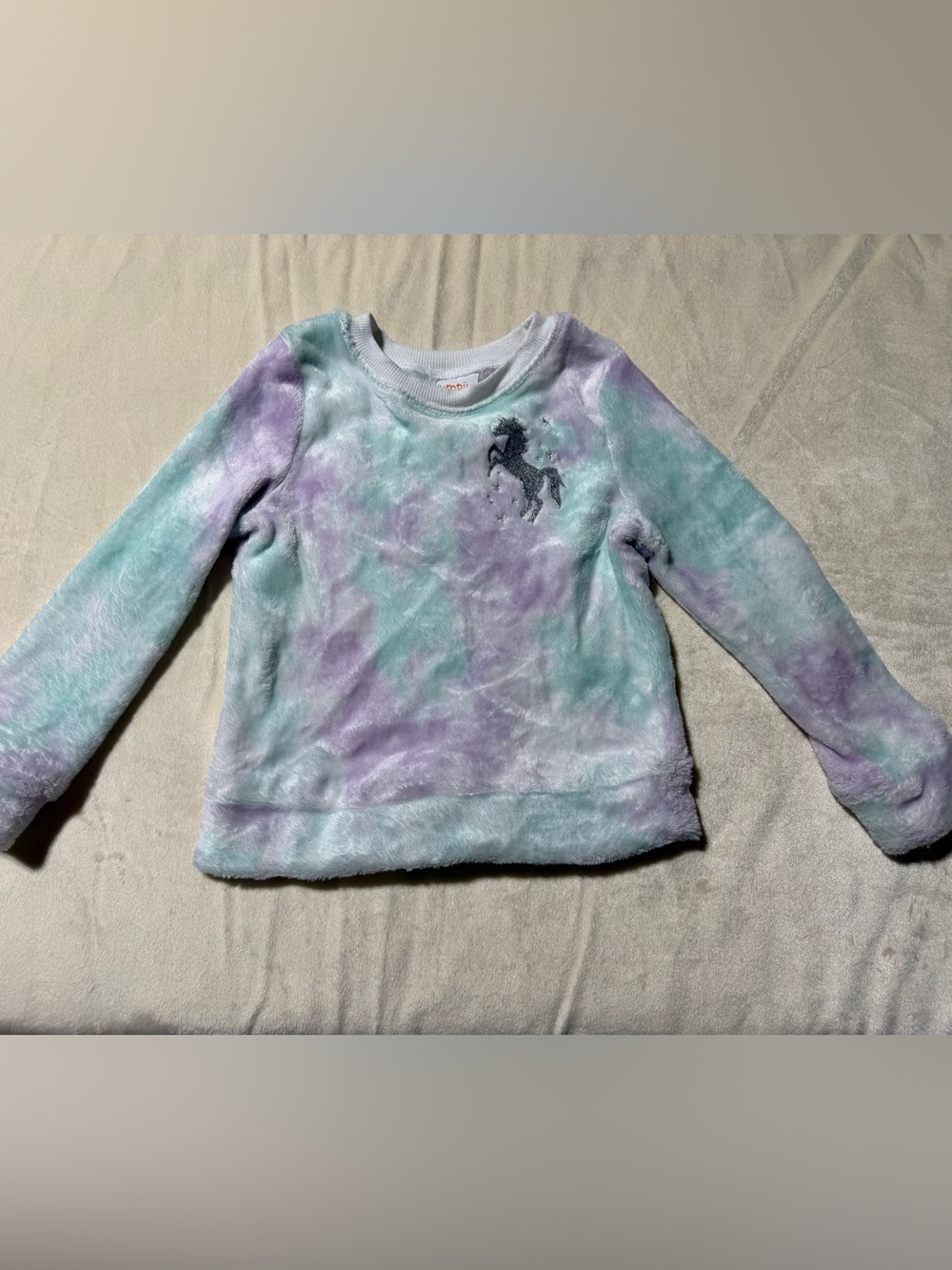 Jumping Beans Plush Tie-Dye Unicorn Sweatshirt Mint Lavender Purple Girls 4T